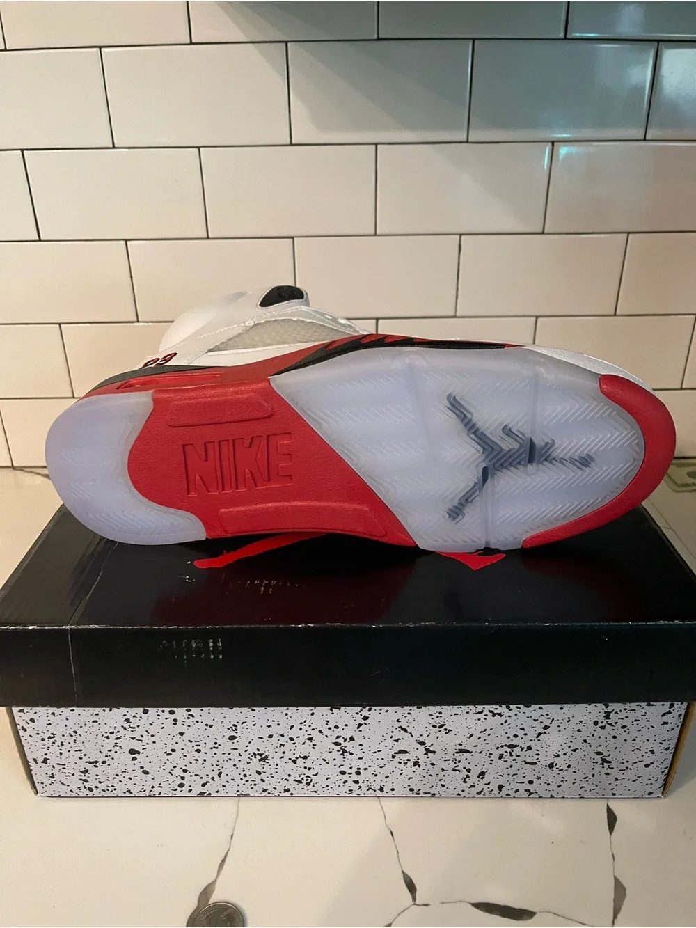 Mens Retro 5 Fire Red Size 13.